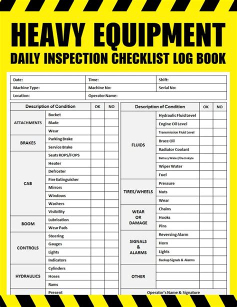 heavy equipment daily inspection checklist